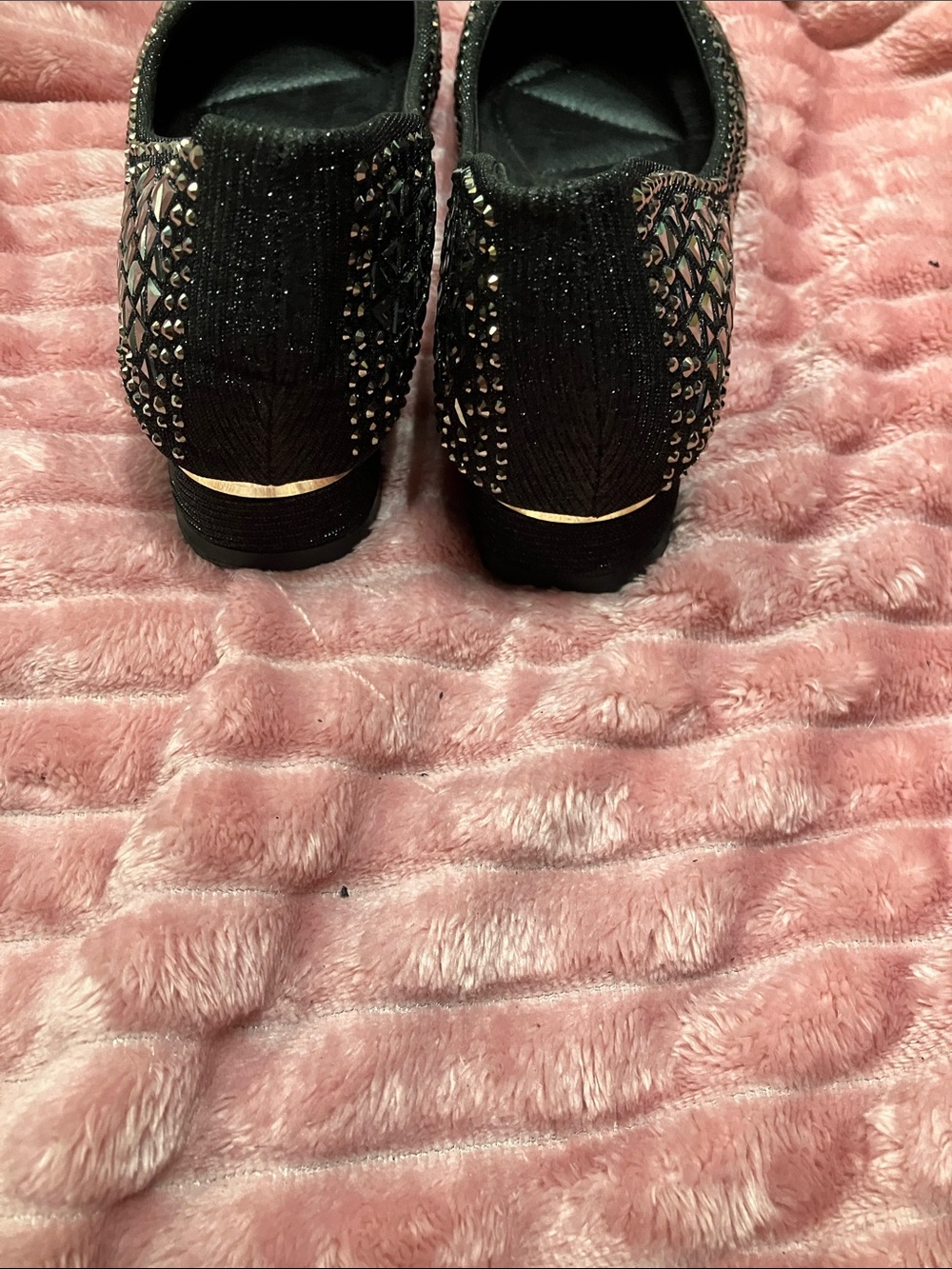 Black Embellished Pointed Ballet Flats - Picture 9 of 11